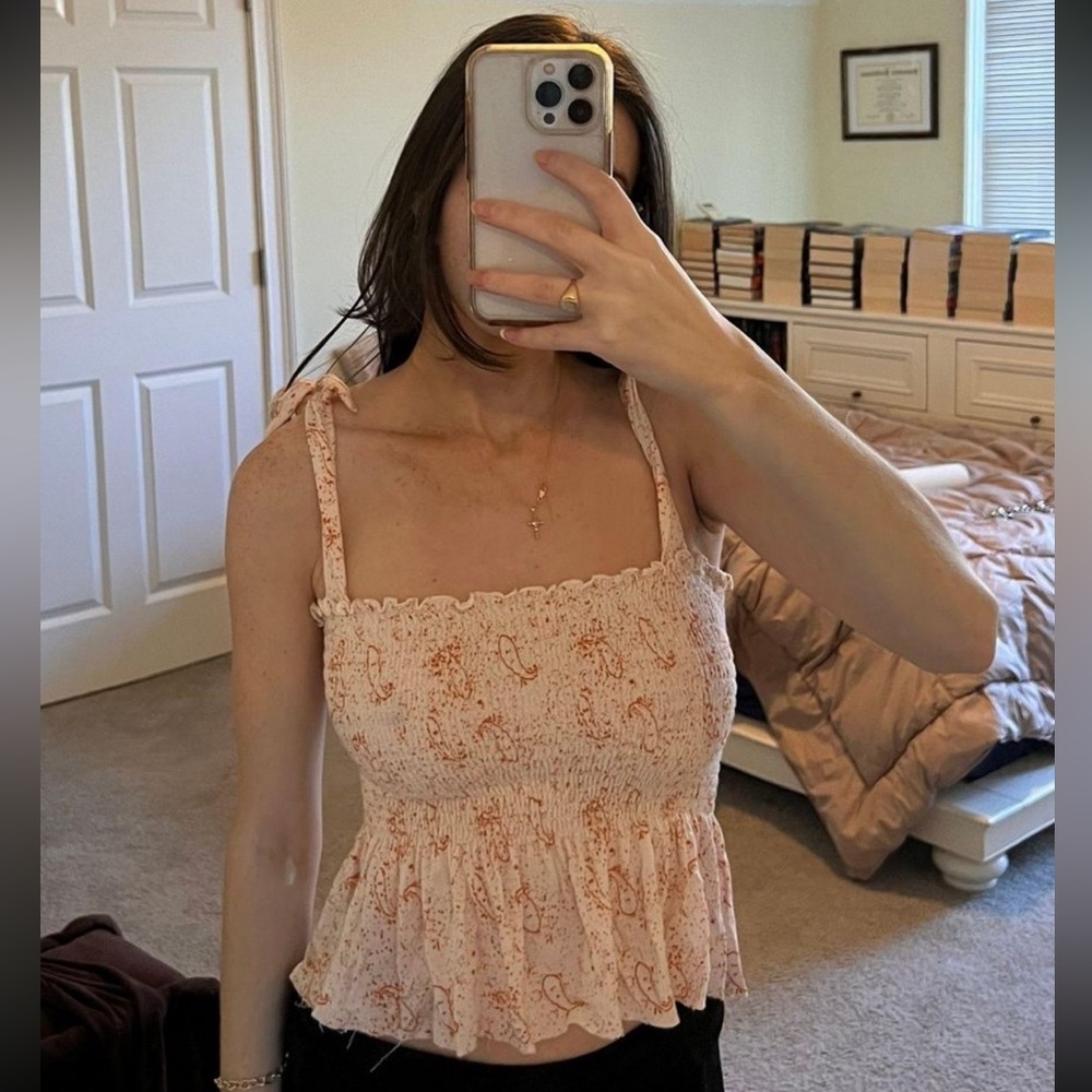 UO Multicolor Ruched Top With Bow-Tie Straps